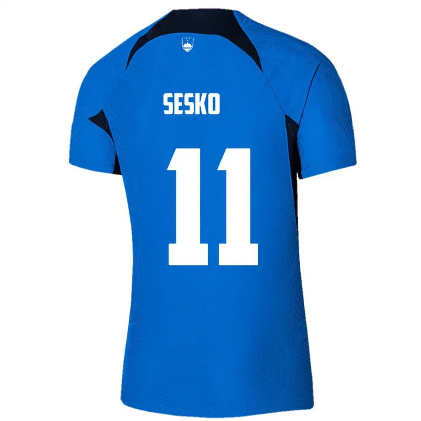 Danxen Kvinnor Slovenien Benjamin Sesko #11 Blå Bortatröja Matchtröjor 24-26 Tröjor T-Tröja