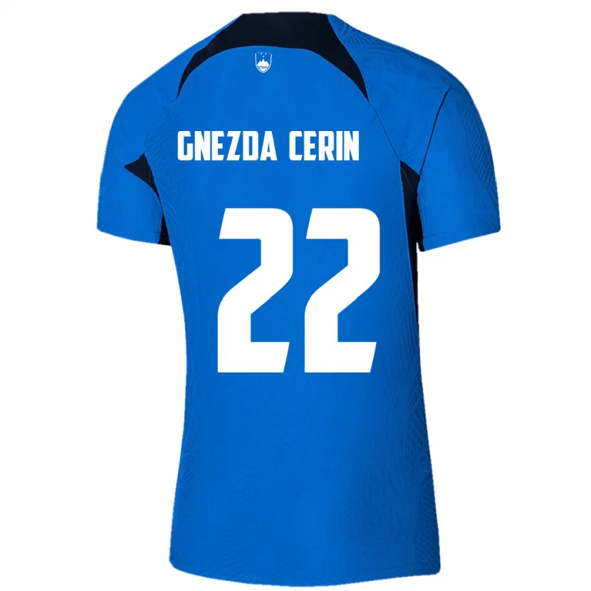 Danxen Kvinnor Slovenien Adam Gnezda Cerin #22 Blå Bortatröja Matchtröjor 24-26 Tröjor T-Tröja