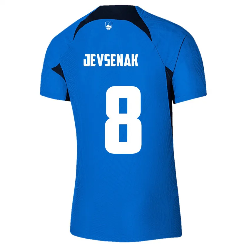Danxen Kvinnor Slovenien Florjan Jevsenak #8 Blå Bortatröja Matchtröjor 24-26 Tröjor T-Tröja