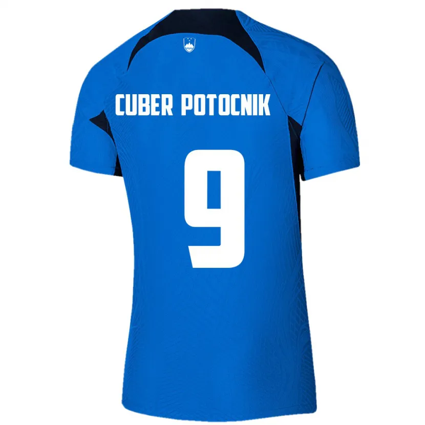 Danxen Kvinnor Slovenien Jaka Cuber Potocnik #9 Blå Bortatröja Matchtröjor 24-26 Tröjor T-Tröja