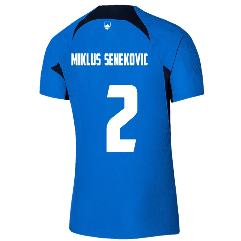 Danxen Kvinnor Slovenien Gal Miklus Senekovic #2 Blå Bortatröja Matchtröjor 24-26 Tröjor T-Tröja