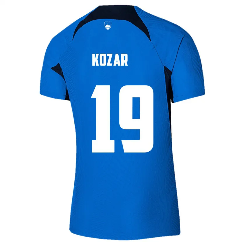 Danxen Kvinnor Slovenien Kristjan Kozar #19 Blå Bortatröja Matchtröjor 24-26 Tröjor T-Tröja