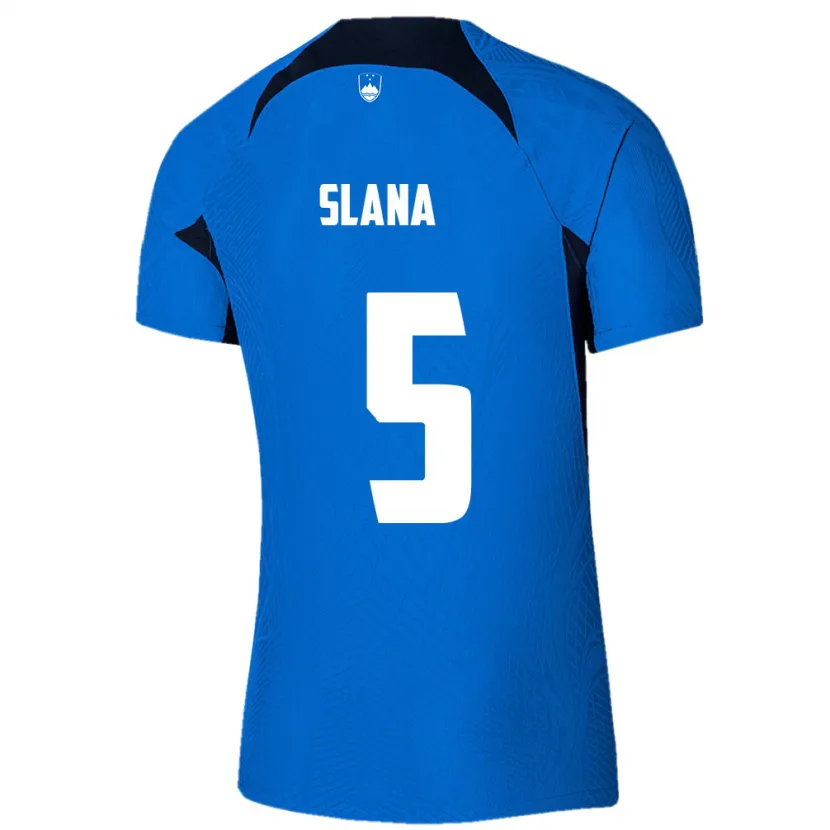 Danxen Kvinnor Slovenien Filip Slana #5 Blå Bortatröja Matchtröjor 24-26 Tröjor T-Tröja