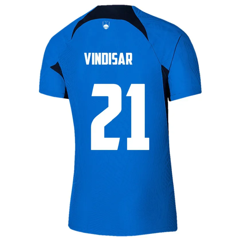 Danxen Kvinnor Slovenien Zala Vindišar #21 Blå Bortatröja Matchtröjor 24-26 Tröjor T-Tröja
