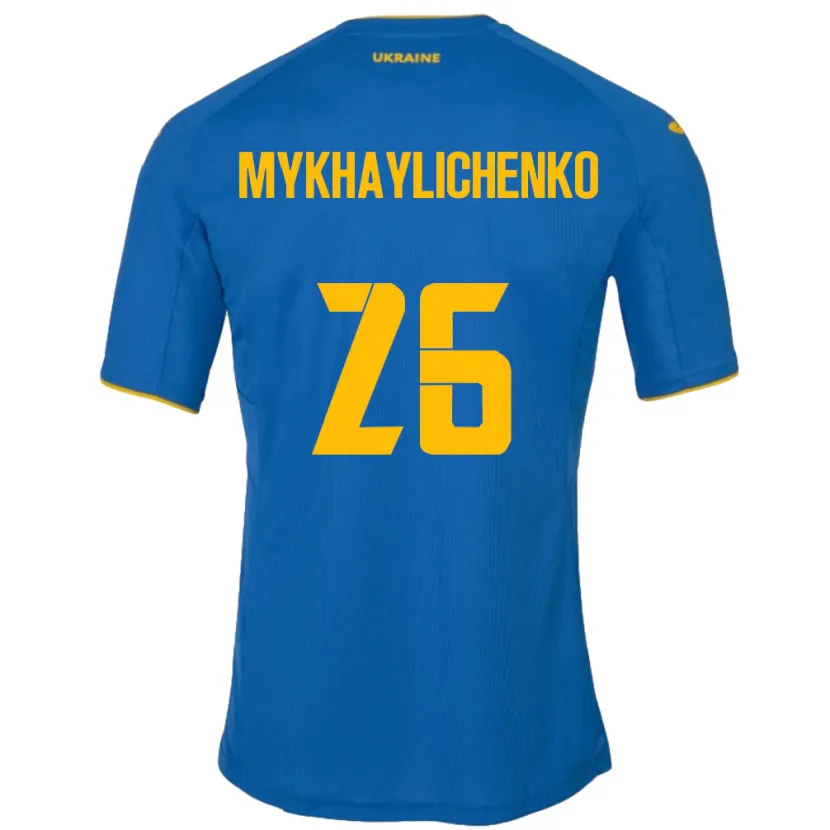 Danxen Kvinnor Ukraina Bogdan Mykhaylichenko #26 Blå Bortatröja Matchtröjor 24-26 Tröjor T-Tröja