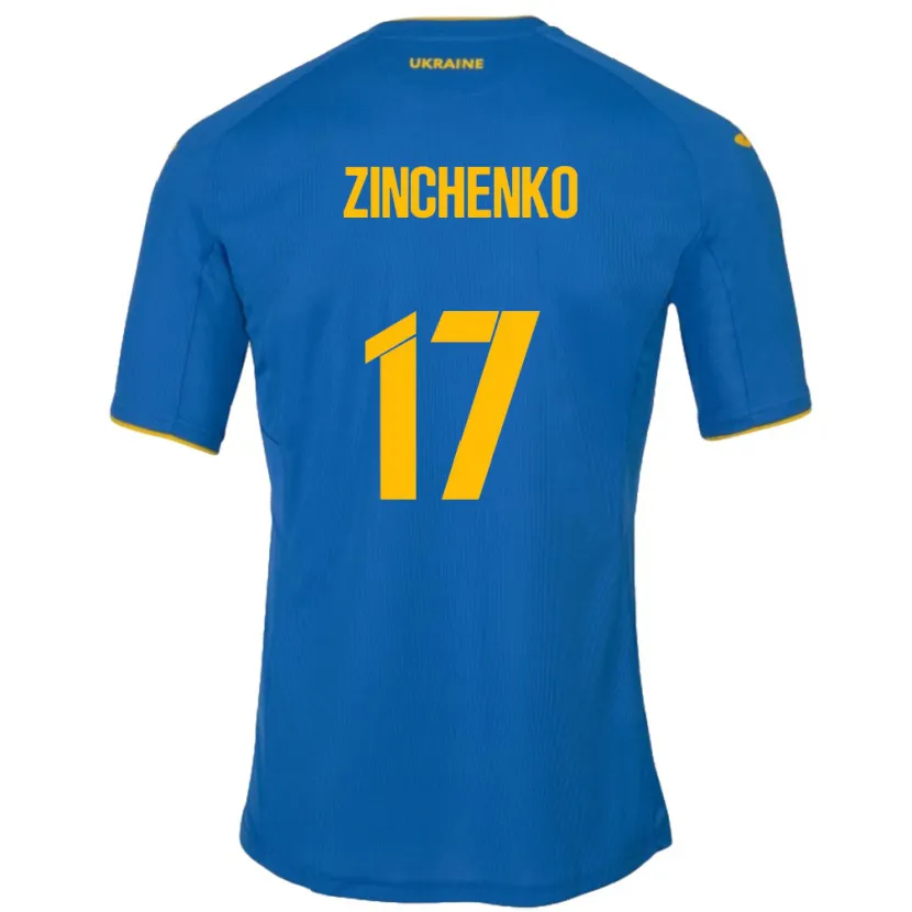 Danxen Kvinnor Ukraina Oleksandr Zinchenko #17 Blå Bortatröja Matchtröjor 24-26 Tröjor T-Tröja