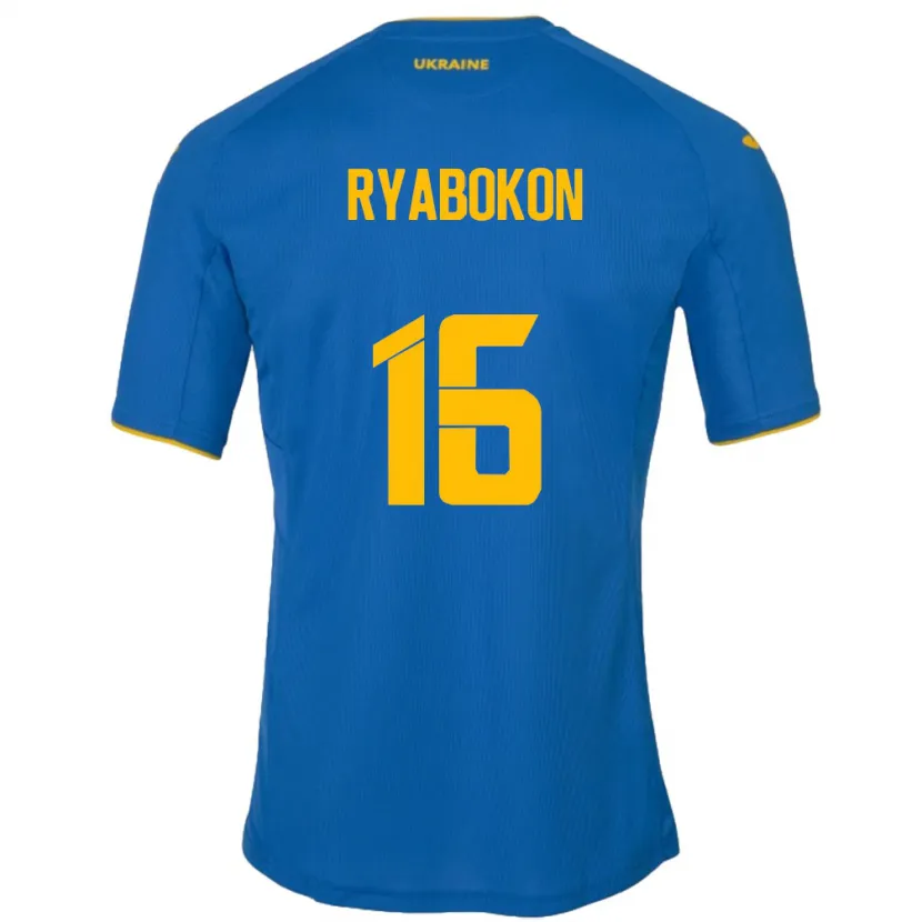 Danxen Kvinnor Ukraina Yevgeniy Ryabokon #16 Blå Bortatröja Matchtröjor 24-26 Tröjor T-Tröja