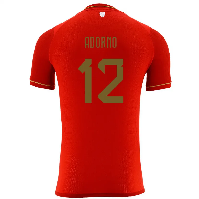 Danxen Kvinnor Bolivia Carlos Adorno #12 Röd Bortatröja Matchtröjor 24-26 Tröjor T-Tröja