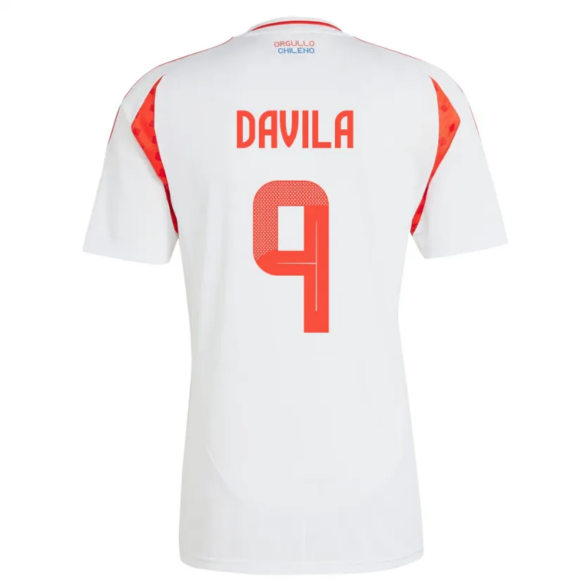 Danxen Kvinnor Chile Víctor Dávila #9 Vit Bortatröja Matchtröjor 24-26 Tröjor T-Tröja