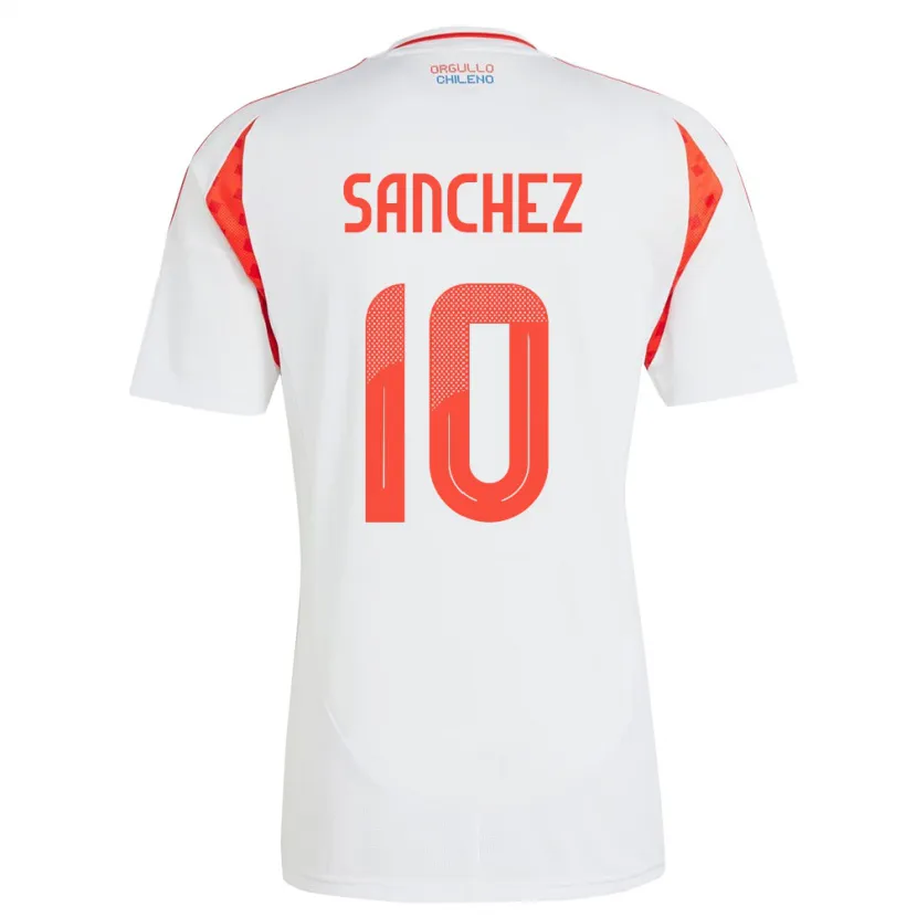 Danxen Kvinnor Chile Alexis Sánchez #10 Vit Bortatröja Matchtröjor 24-26 Tröjor T-Tröja