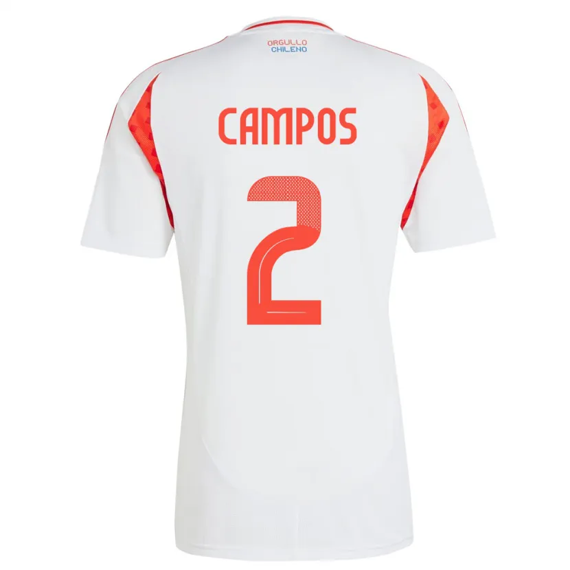 Danxen Kvinnor Chile Víctor Campos #2 Vit Bortatröja Matchtröjor 24-26 Tröjor T-Tröja