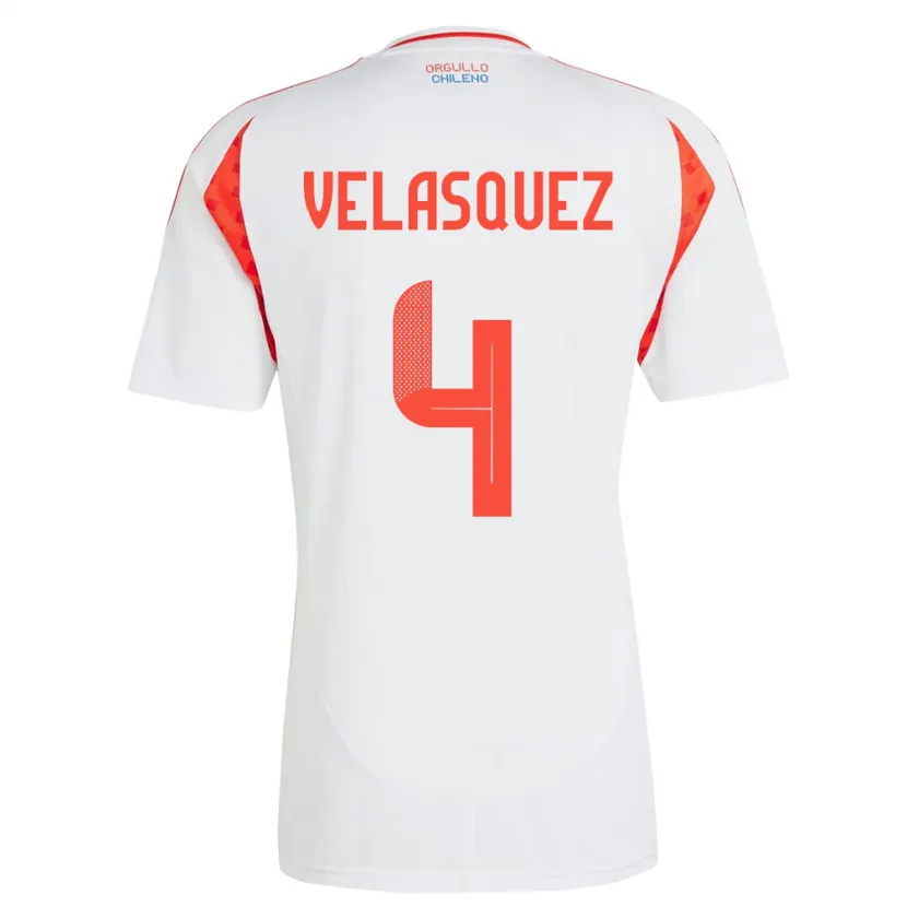 Danxen Kvinnor Chile Lucas Velásquez #4 Vit Bortatröja Matchtröjor 24-26 Tröjor T-Tröja