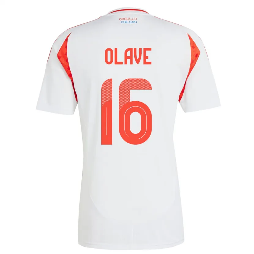 Danxen Kvinnor Chile Isidora Olave #16 Vit Bortatröja Matchtröjor 24-26 Tröjor T-Tröja
