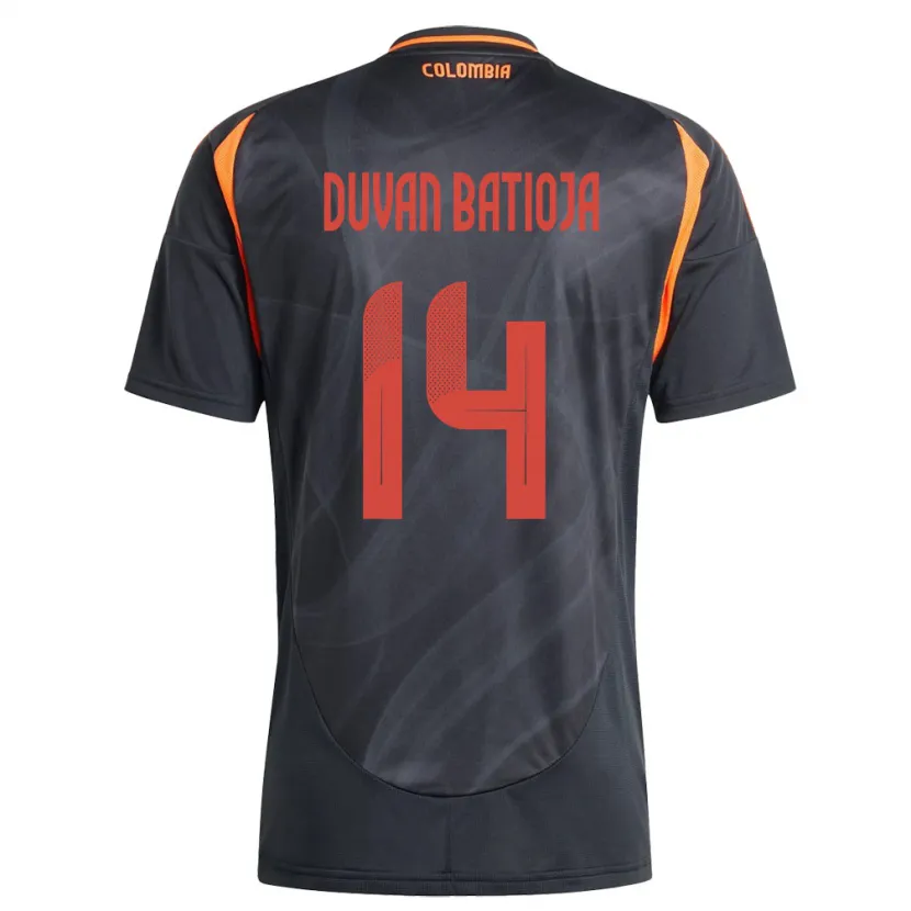 Danxen Kvinnor Colombia Andy Duván Batioja #14 Svart Bortatröja Matchtröjor 24-26 Tröjor T-Tröja