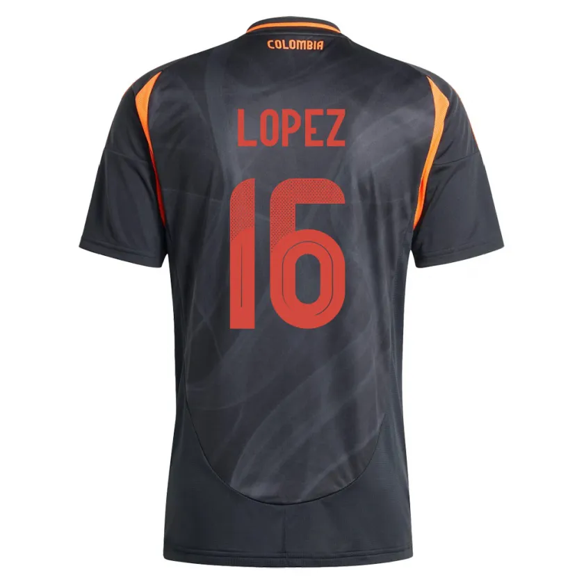 Danxen Kvinnor Colombia William López #16 Svart Bortatröja Matchtröjor 24-26 Tröjor T-Tröja