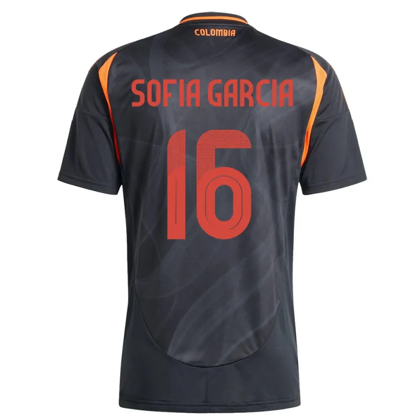 Danxen Kvinnor Colombia Sofía García #16 Svart Bortatröja Matchtröjor 24-26 Tröjor T-Tröja