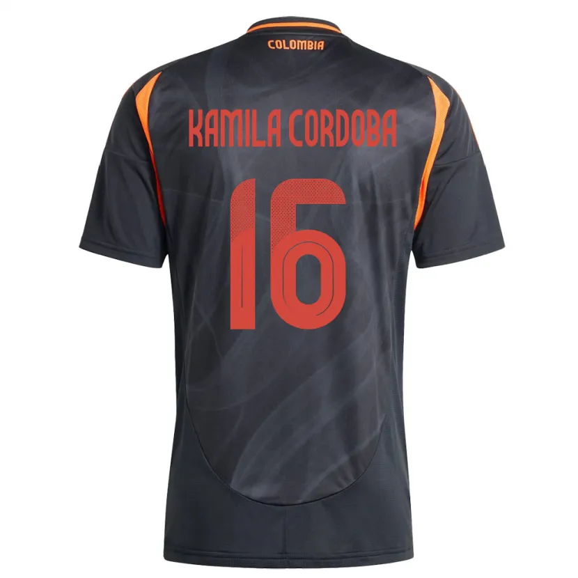 Danxen Kvinnor Colombia Sara Kamila Córdoba #16 Svart Bortatröja Matchtröjor 24-26 Tröjor T-Tröja