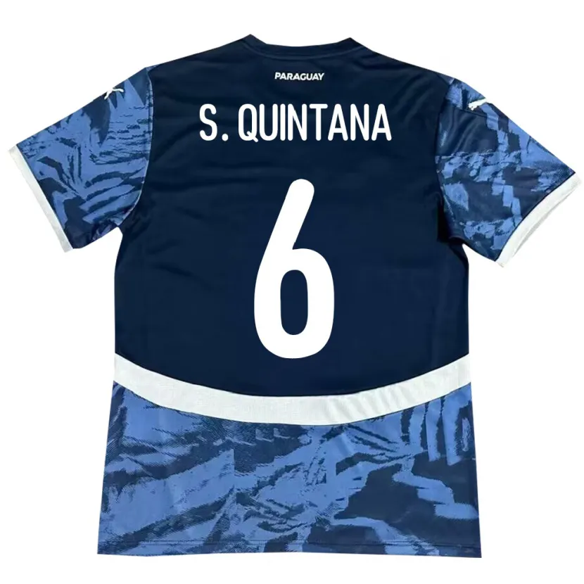 Danxen Kvinnor Paraguay Sebastián Quintana #6 Blå Bortatröja Matchtröjor 24-26 Tröjor T-Tröja