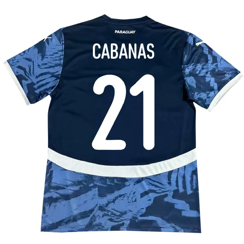 Danxen Kvinnor Paraguay Víctor Cabañas #21 Blå Bortatröja Matchtröjor 24-26 Tröjor T-Tröja
