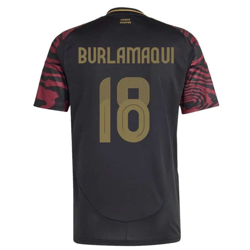 Danxen Kvinnor Peru Alessandro Burlamaqui #18 Svart Bortatröja Matchtröjor 24-26 Tröjor T-Tröja