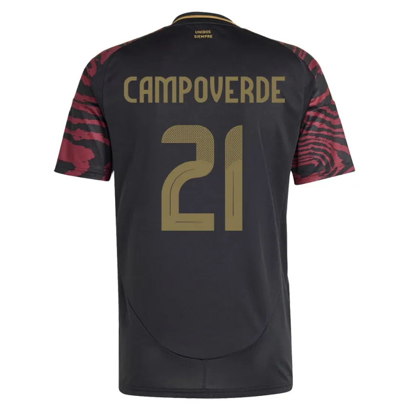Danxen Kvinnor Peru Luz Campoverde #21 Svart Bortatröja Matchtröjor 24-26 Tröjor T-Tröja