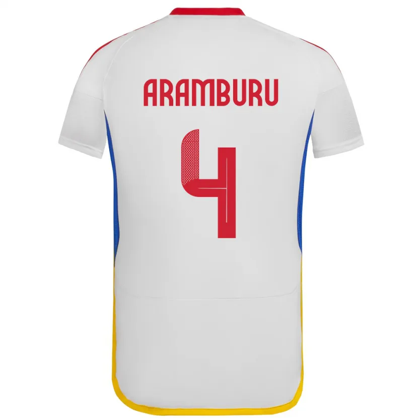 Danxen Kvinnor Venezuela Jon Aramburu #4 Vit Bortatröja Matchtröjor 24-26 Tröjor T-Tröja
