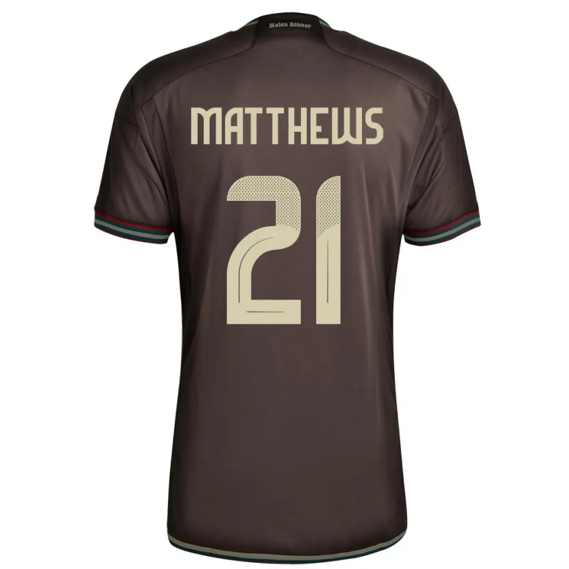 Danxen Kvinnor Jamaica Cheyna Matthews #21 Nattbrun Bortatröja Matchtröjor 24-26 Tröjor T-Tröja