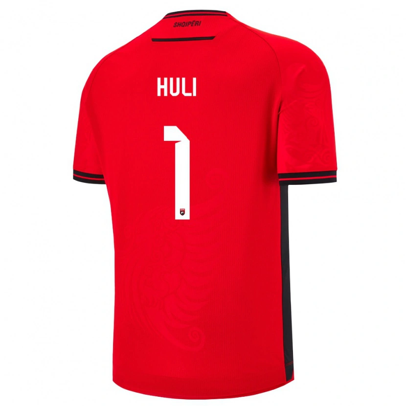 Danxen Barn Albanien Raffaele Huli #1 Röd Svart Hemmatröja Matchtröjor 26-28 Tröjor T-Tröja