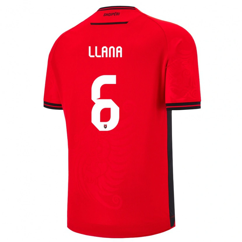 Danxen Barn Albanien Andreas Llana #6 Röd Svart Hemmatröja Matchtröjor 26-28 Tröjor T-Tröja