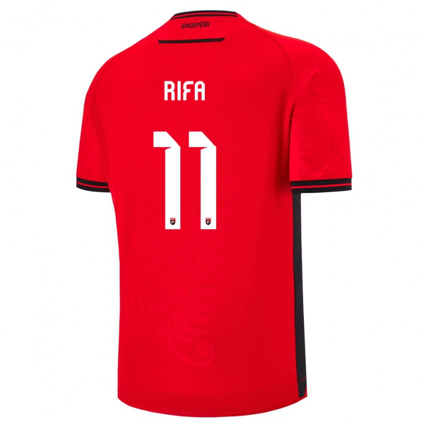 Danxen Barn Albanien Oresti Rifa #11 Röd Svart Hemmatröja Matchtröjor 26-28 Tröjor T-Tröja