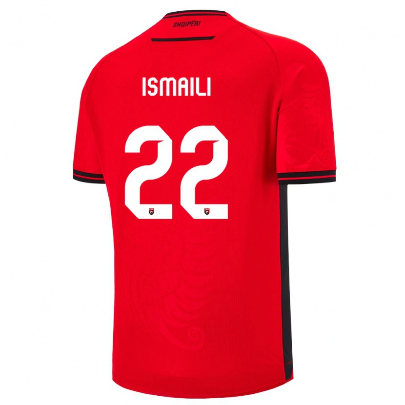 Danxen Barn Albanien Ysni Ismaili #22 Röd Svart Hemmatröja Matchtröjor 26-28 Tröjor T-Tröja