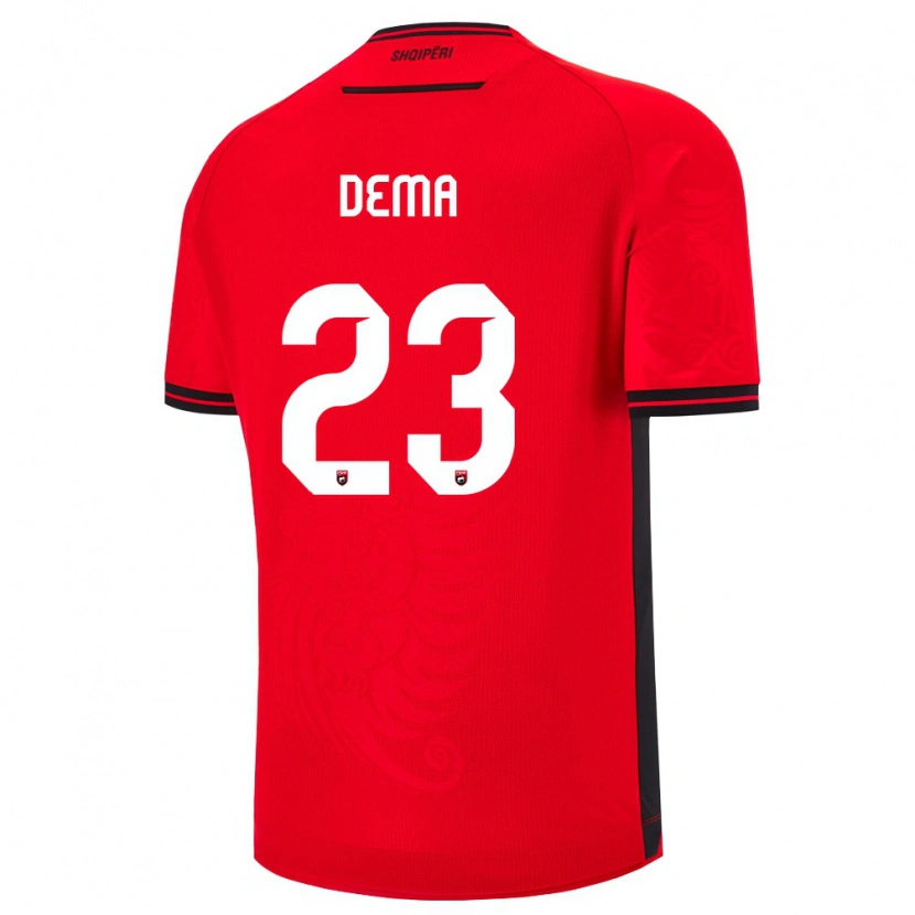 Danxen Barn Albanien Endri Dema #23 Röd Svart Hemmatröja Matchtröjor 26-28 Tröjor T-Tröja