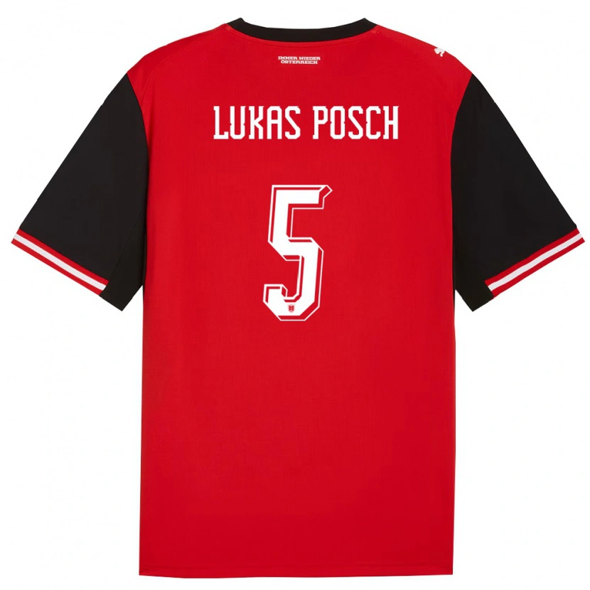 Danxen Barn Österrike Lukas Posch #5 Svart Vit Hemmatröja Matchtröjor 26-28 Tröjor T-Tröja