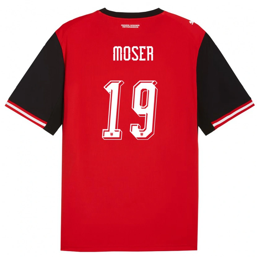 Danxen Barn Österrike Johannes Moser #19 Svart Vit Hemmatröja Matchtröjor 26-28 Tröjor T-Tröja