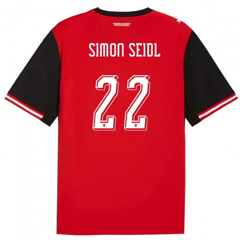 Danxen Barn Österrike Simon Seidl #22 Svart Vit Hemmatröja Matchtröjor 26-28 Tröjor T-Tröja