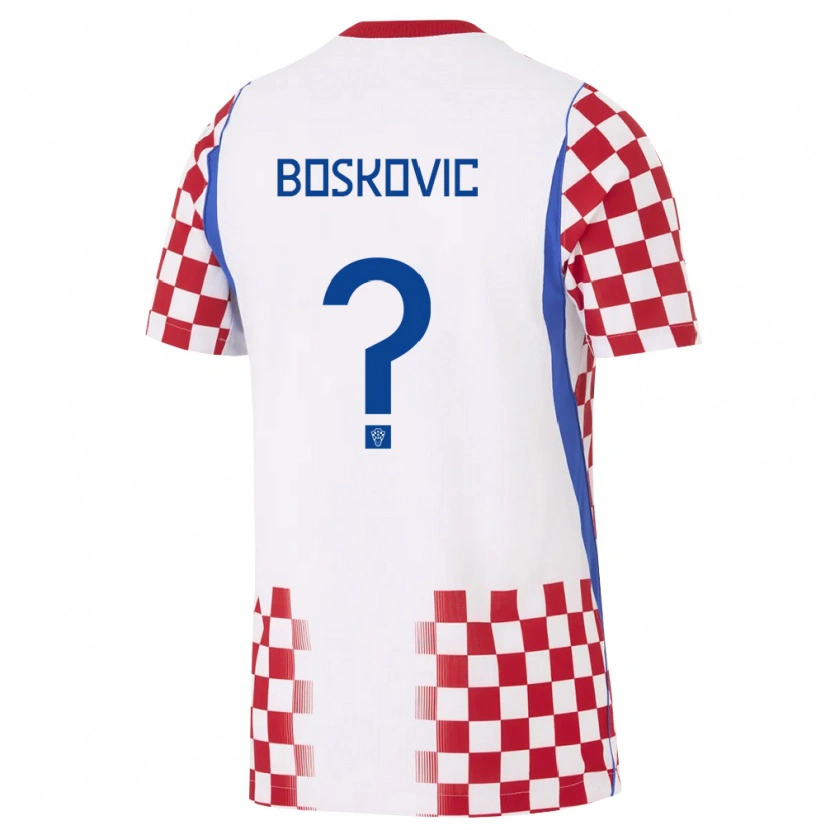Danxen Barn Kroatien Matko Boskovic #0 Vit Röd Blå Hemmatröja Matchtröjor 26-28 Tröjor T-Tröja