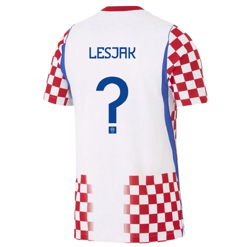 Danxen Barn Kroatien Sven Lesjak #0 Vit Röd Blå Hemmatröja Matchtröjor 26-28 Tröjor T-Tröja