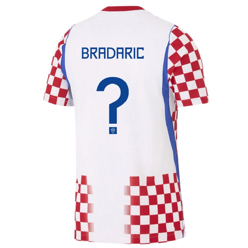 Danxen Barn Kroatien Luka Bradaric #0 Vit Röd Blå Hemmatröja Matchtröjor 26-28 Tröjor T-Tröja