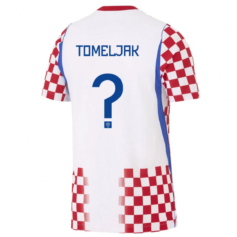Danxen Barn Kroatien Noa Tomeljak #0 Vit Röd Blå Hemmatröja Matchtröjor 26-28 Tröjor T-Tröja