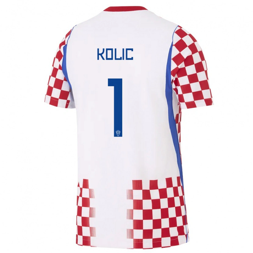 Danxen Barn Kroatien Franko Kolic #1 Vit Röd Blå Hemmatröja Matchtröjor 26-28 Tröjor T-Tröja