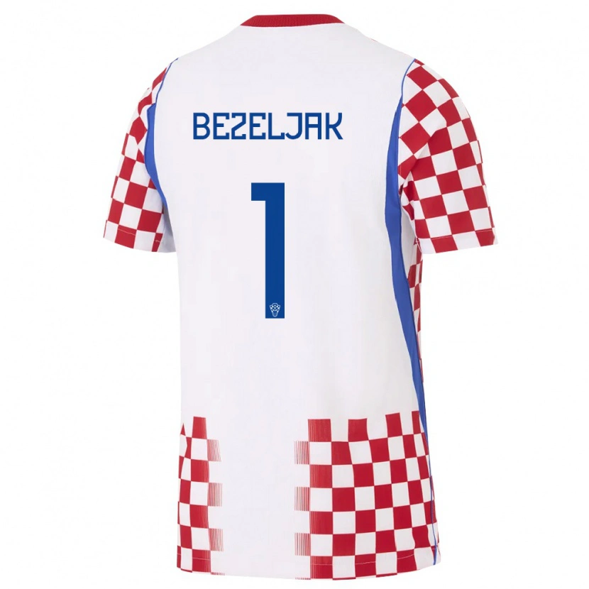 Danxen Barn Kroatien Raul Bezeljak #1 Vit Röd Blå Hemmatröja Matchtröjor 26-28 Tröjor T-Tröja