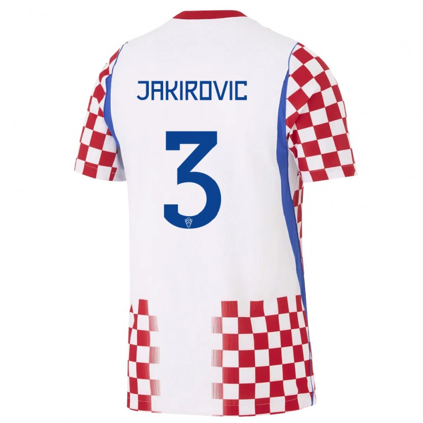 Danxen Barn Kroatien Leon Jakirović #3 Vit Röd Blå Hemmatröja Matchtröjor 26-28 Tröjor T-Tröja