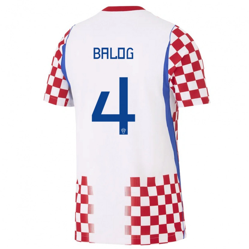 Danxen Barn Kroatien Leonarda Balog #4 Vit Röd Blå Hemmatröja Matchtröjor 26-28 Tröjor T-Tröja