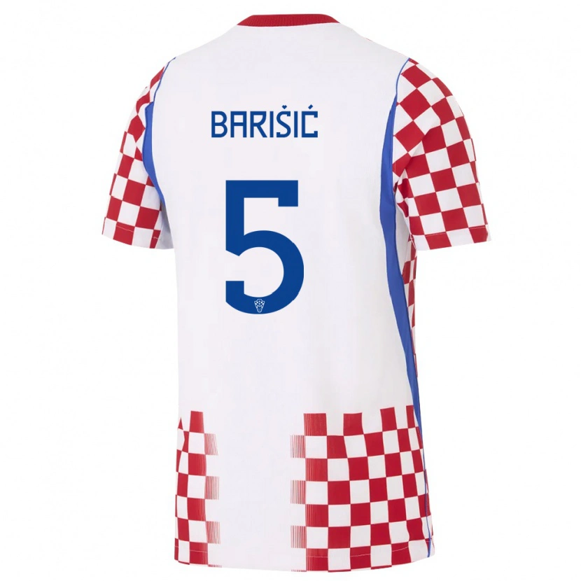 Danxen Barn Kroatien Téo Barišić #5 Vit Röd Blå Hemmatröja Matchtröjor 26-28 Tröjor T-Tröja