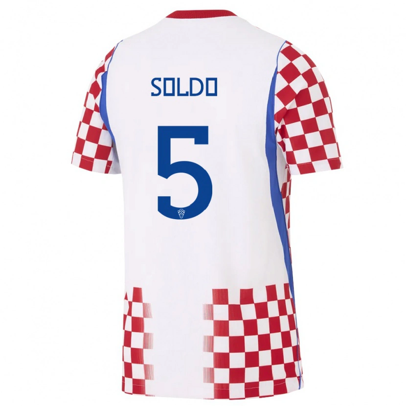 Danxen Barn Kroatien Nikola Soldo #5 Vit Röd Blå Hemmatröja Matchtröjor 26-28 Tröjor T-Tröja