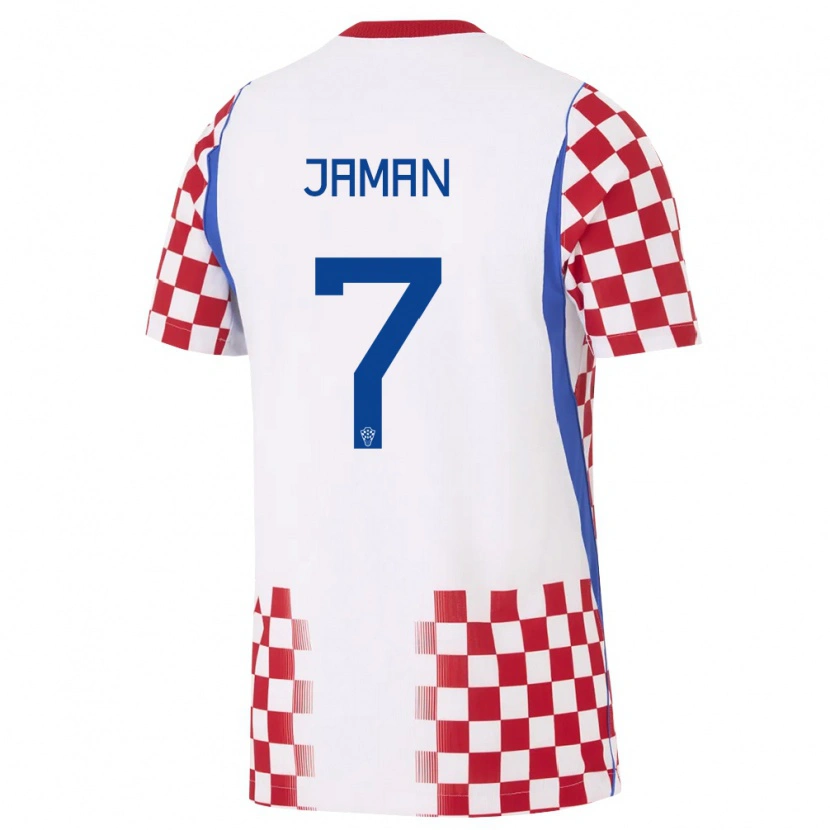 Danxen Barn Kroatien Drazen Jaman #7 Vit Röd Blå Hemmatröja Matchtröjor 26-28 Tröjor T-Tröja