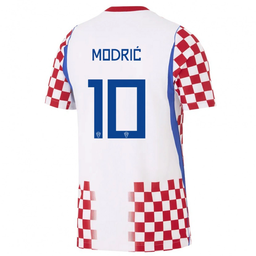 Danxen Barn Kroatien Luka Modrić #10 Vit Röd Blå Hemmatröja Matchtröjor 26-28 Tröjor T-Tröja