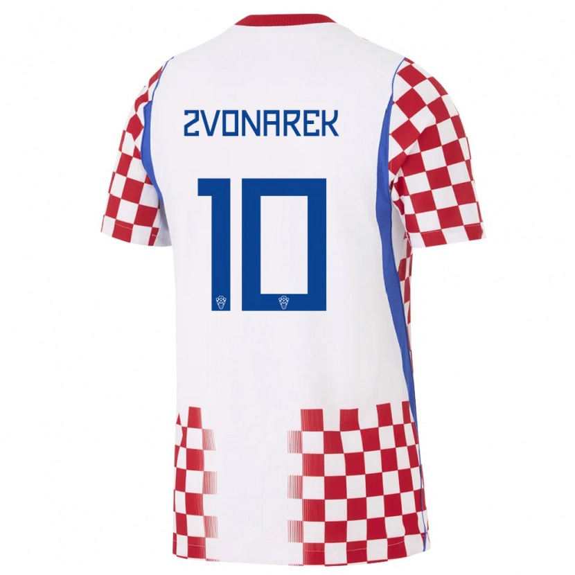 Danxen Barn Kroatien Lovro Zvonarek #10 Vit Röd Blå Hemmatröja Matchtröjor 26-28 Tröjor T-Tröja