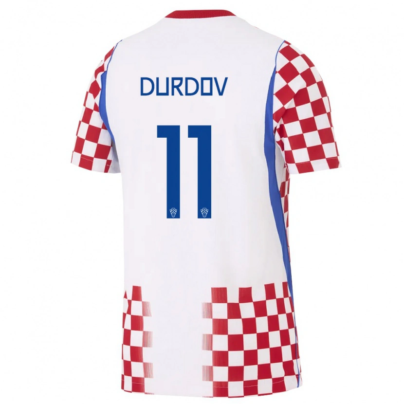 Danxen Barn Kroatien Bruno Durdov #11 Vit Röd Blå Hemmatröja Matchtröjor 26-28 Tröjor T-Tröja