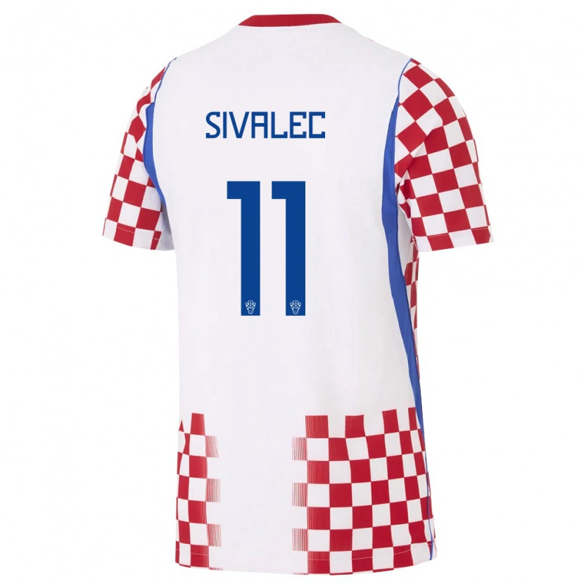 Danxen Barn Kroatien Gabrijel Sivalec #11 Vit Röd Blå Hemmatröja Matchtröjor 26-28 Tröjor T-Tröja